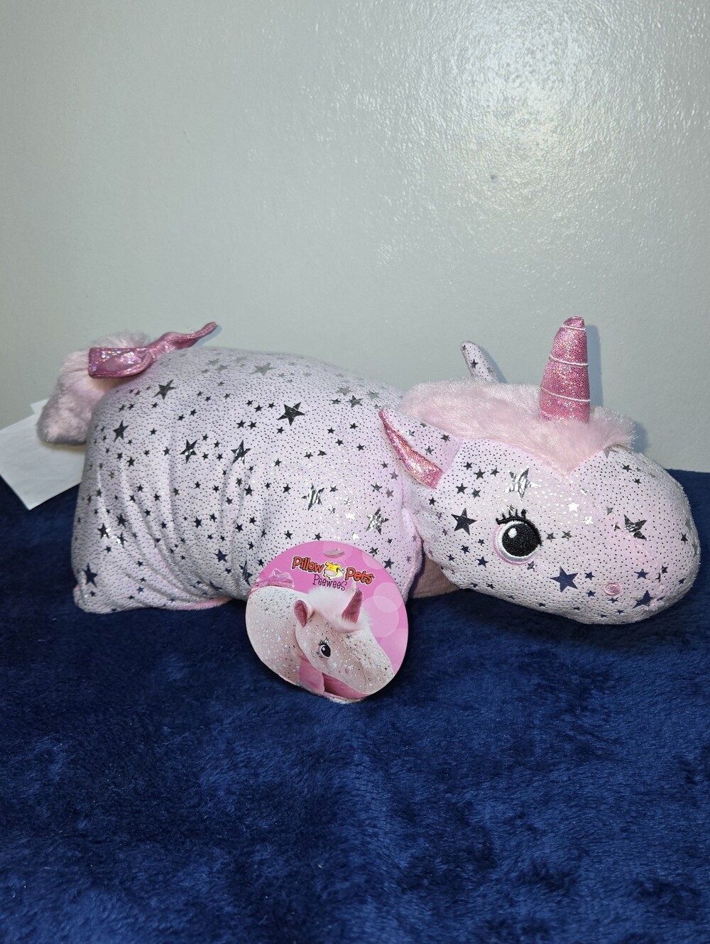 Pillow Pets PeeWee Sparkly Star Pink Unicorn Mini Stuffed Animal plush